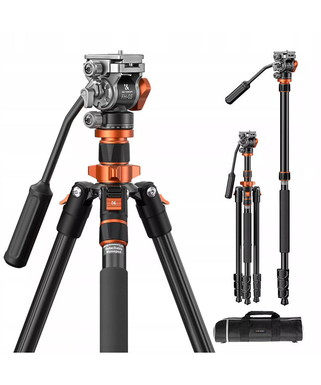 Foto ir vaizdo įrašų trikojis K&F Concept K234A7 su skysčine galvute FH-03