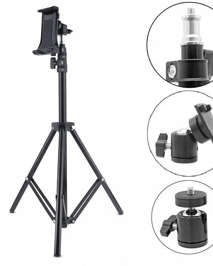 Universalaus 160 cm trikojo stovas su laikikliu fotoaparatui, telefonui ir planšetei, 3,5–10″