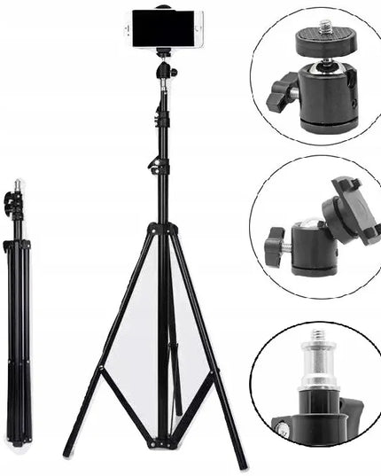 Trikojis stovas fotoaparatui ir telefonui, skirtas vaizdo tinklaraščiams, 72–210 cm, aukštas, maks. 210 cm