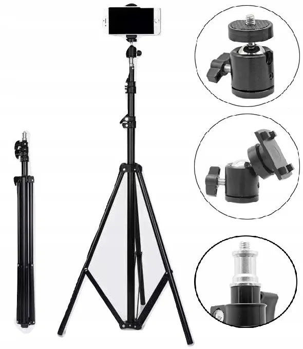 Trikojis stovas fotoaparatui ir telefonui, skirtas vaizdo tinklaraščiams, 72–210 cm, aukštas, maks. 210 cm