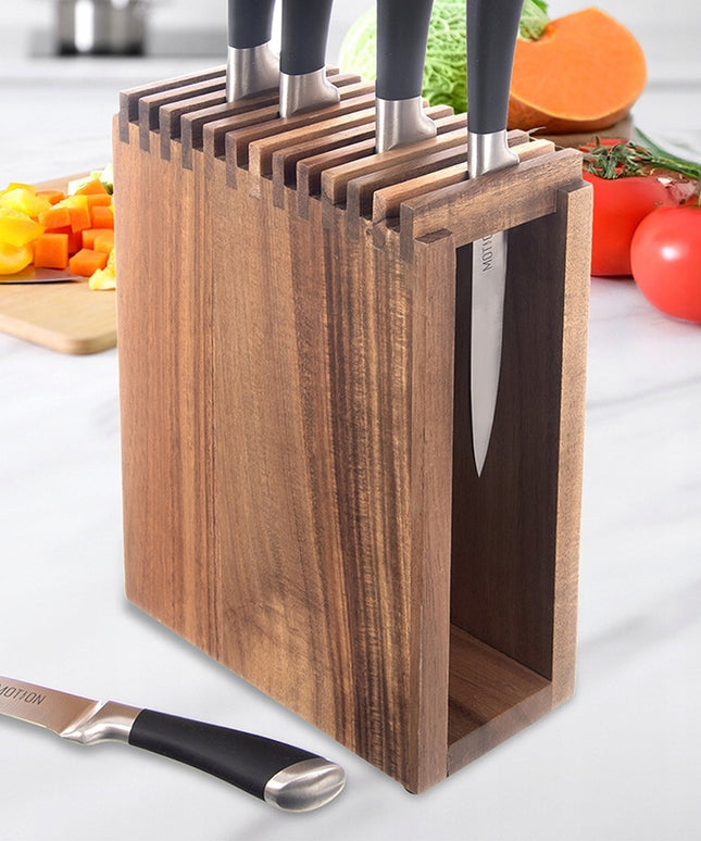 Medinis stovas virtuviniams peiliams, universalus
