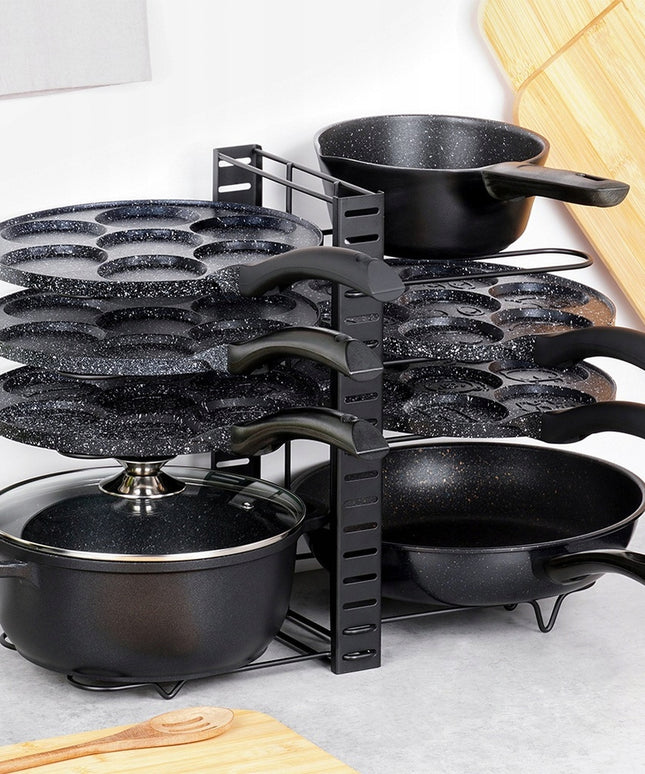 Stovas virtuvinis organizatorius lentyna laikiklis puodams keptuvėms dangteliams lėkštėms