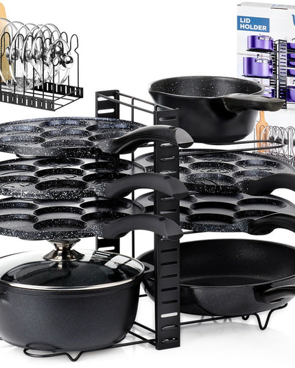 Stovas virtuvinis organizatorius lentyna laikiklis puodams keptuvėms dangteliams lėkštėms