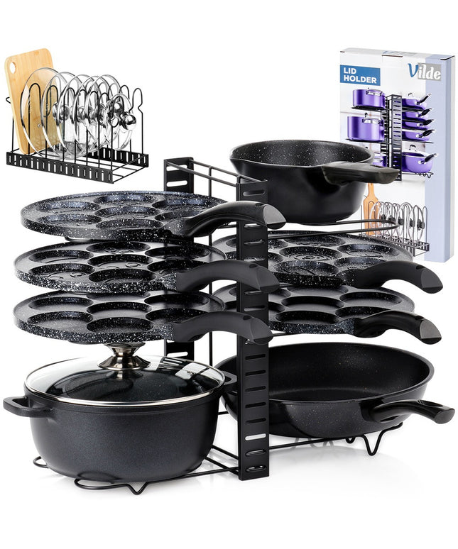 Stovas virtuvinis organizatorius lentyna laikiklis puodams keptuvėms dangteliams lėkštėms