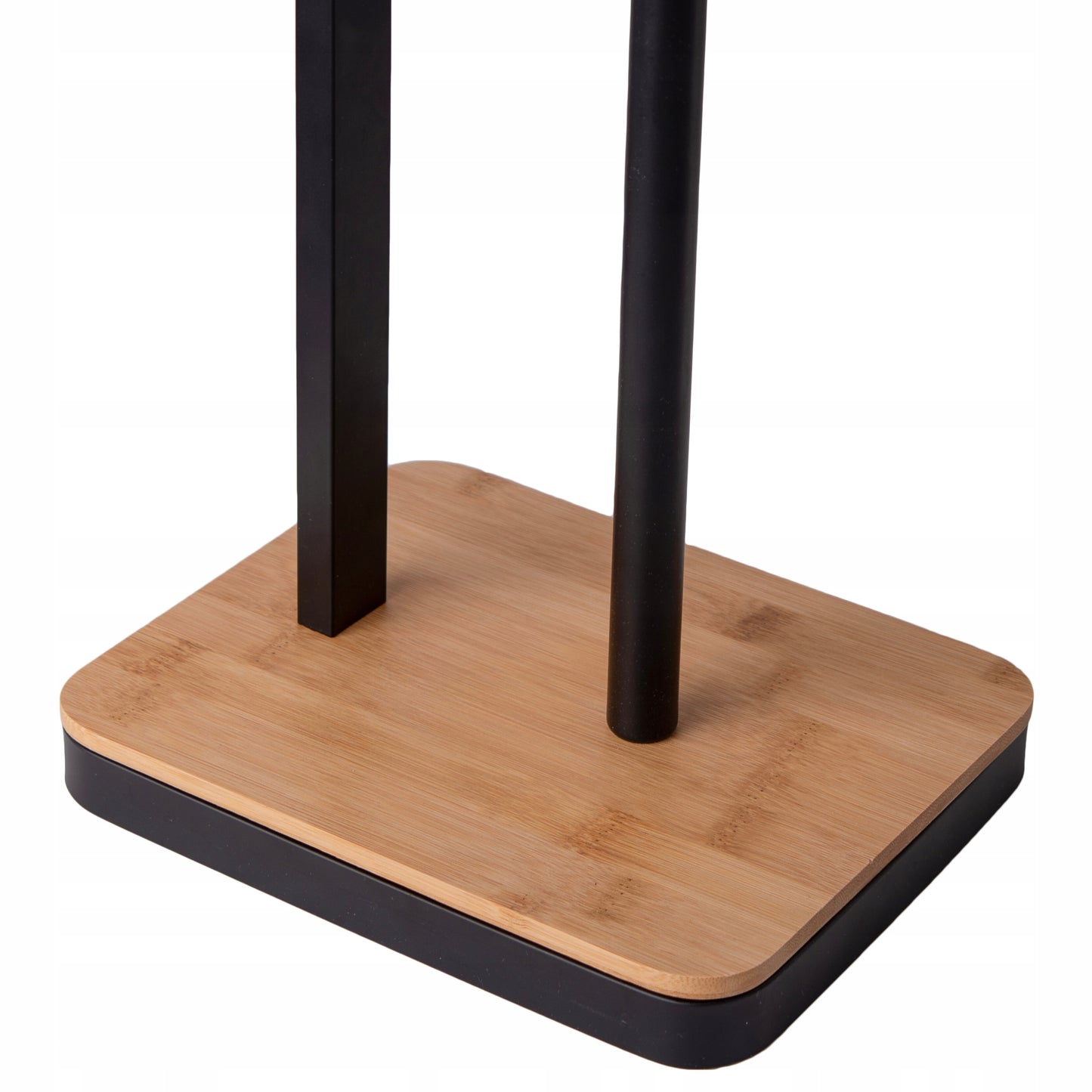 Juodas bambukinis stovas laikiklis tualetiniam popieriui, WC, 3 ritinėliams.