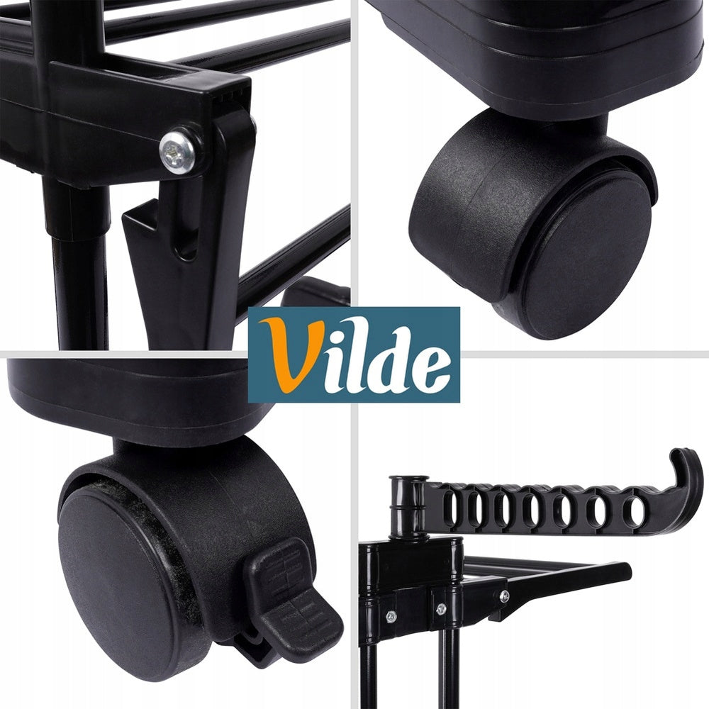 Didelė vertikali juoda metalinė XXL drabužių ir apatinių skalbinių džiovykla