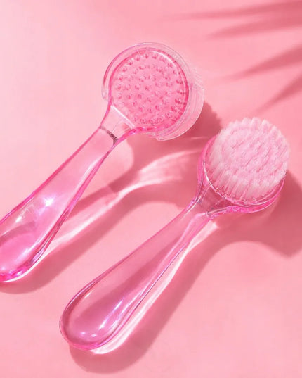 SEOL COSMETICS rožinis rankinis veido valymo, šveitimo ir masažo šepetėlis nagų dulkėms pašalinti