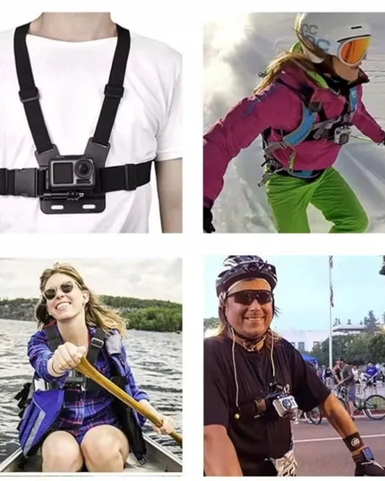 Krūtinės diržai kamerai GoPro Hero, DJI, Insta360 su greitojo atjungimo jungtimi
