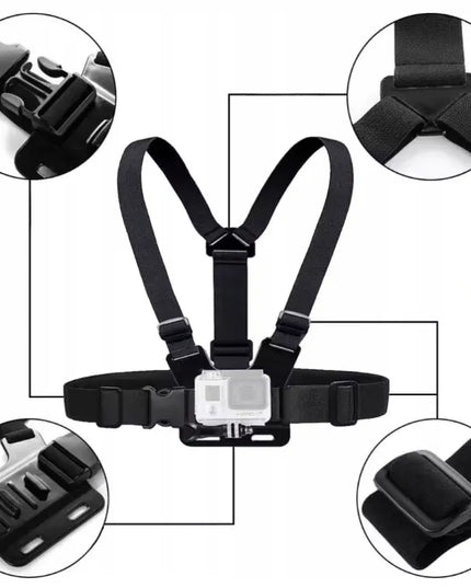 Sunnylife krūtinės laikiklis su diržais GoPro Hero, DJI Osmo Action ir Pocket kameroms