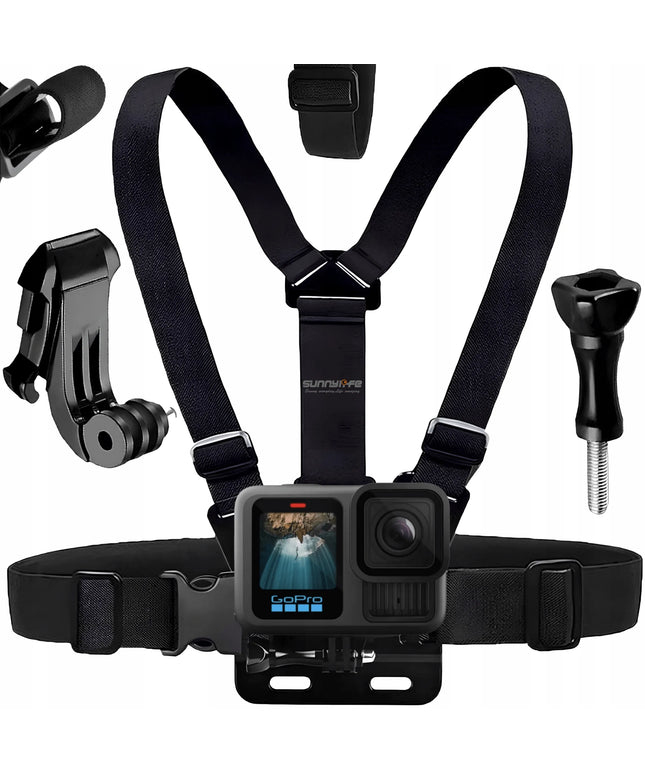 Sunnylife krūtinės laikiklis su diržais GoPro Hero, DJI Osmo Action ir Pocket kameroms