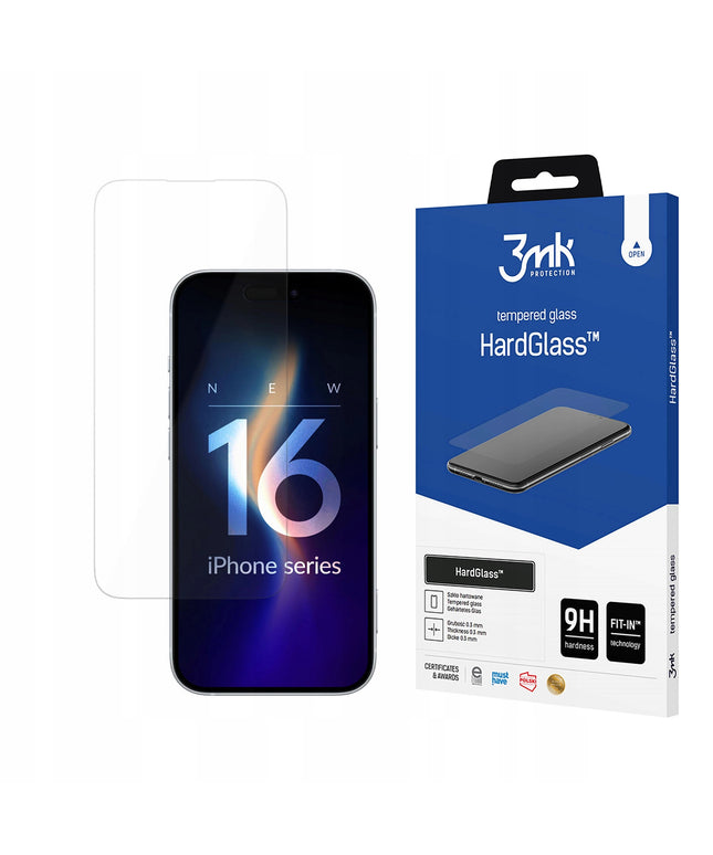 Grūdintas stiklas 3MK Apple iPhone 16 Apsauginė plėvelė HardGlass 9H