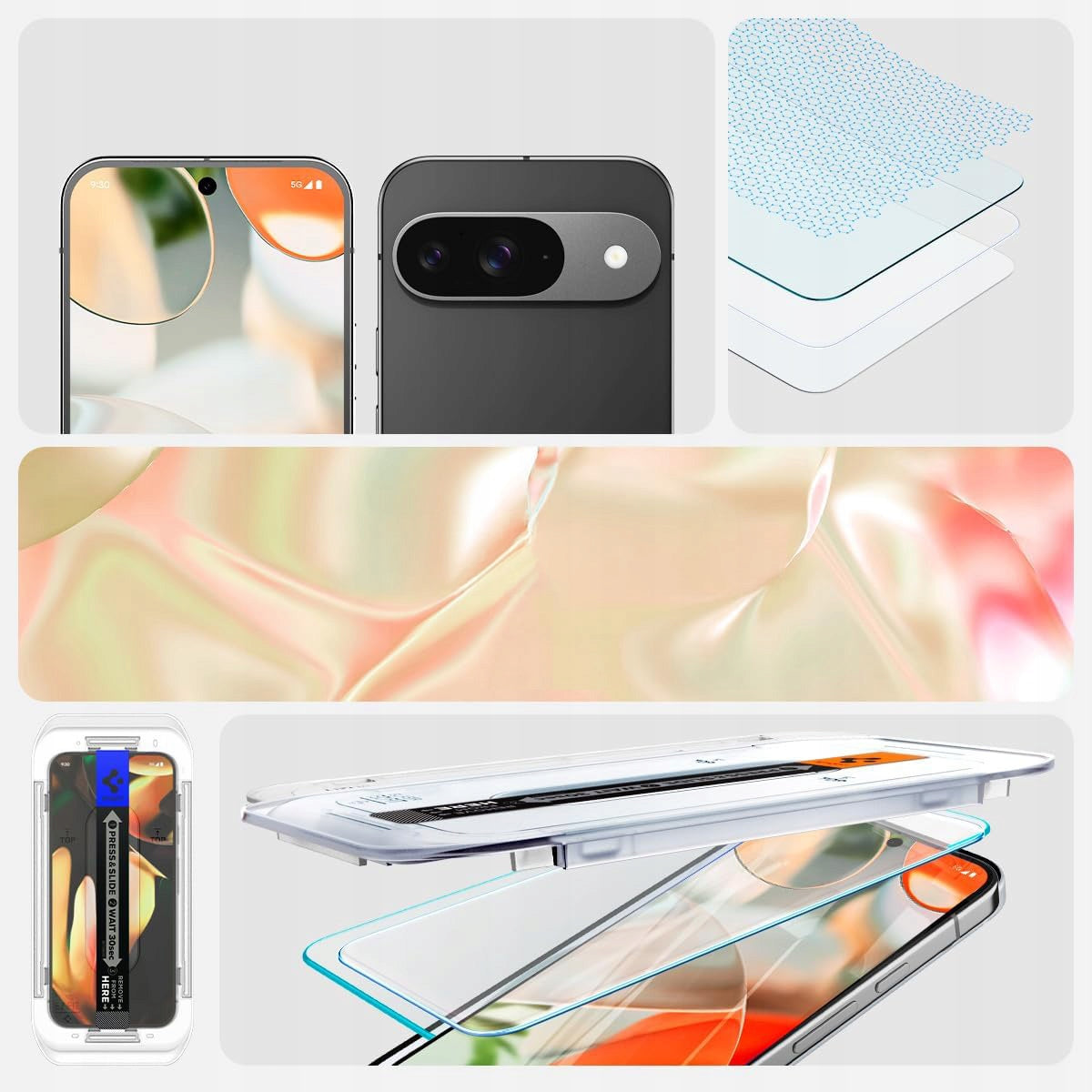 Grūdintas stiklas Google Pixel 9 / 9 Pro / 10 / 10 Pro, Spigen EZ Fit, 2 vnt.