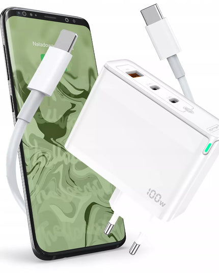 Greitas tinklo įkroviklis 100W 2x USB-C 1x USB QC3.0 + USB-C laidas rinkinys