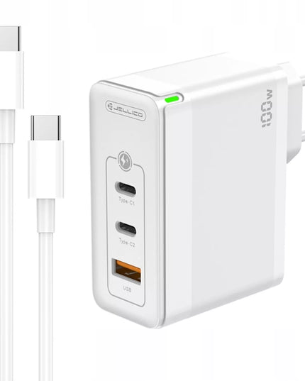 Greitas tinklo įkroviklis 100W 2x USB-C 1x USB QC3.0 + USB-C laidas rinkinys