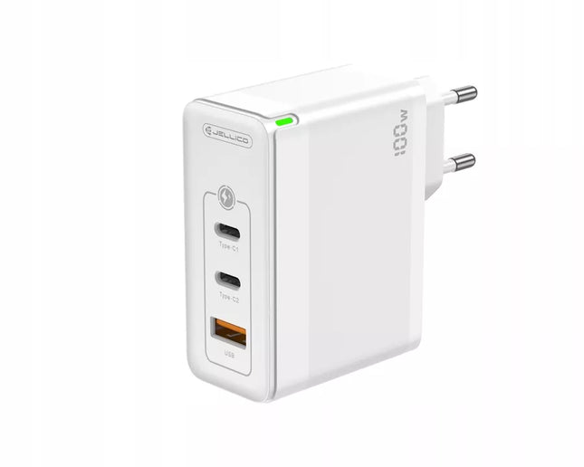 Spartusis sieninis įkroviklis 100W 2x USB-C 1x USB Quick Charge 3.0 PD galingas