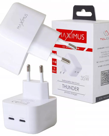 Spartusis sieninis įkroviklis 2x USB-C Power Delivery 3.0 PD 40W