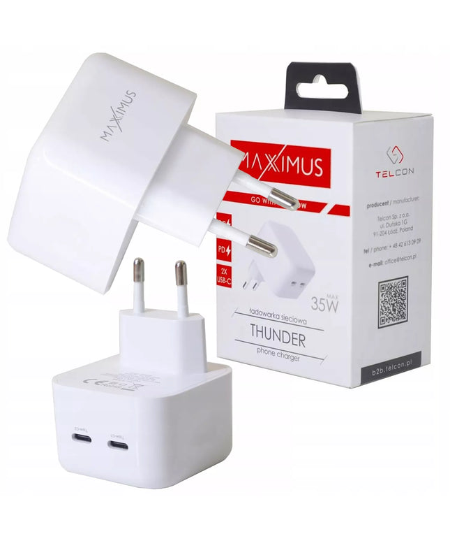 Spartusis sieninis įkroviklis 2x USB-C Power Delivery 3.0 PD 40W