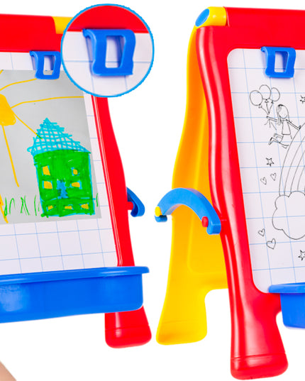 Magnetinė kreidelinė lenta, dvipusė, sausai valoma, su raidutėmis vaikams