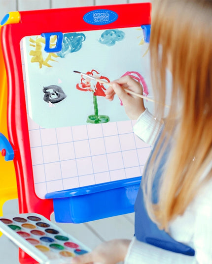 Magnetinė kreidelinė lenta, dvipusė, sausai valoma, su raidutėmis vaikams