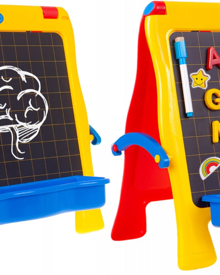 Magnetinė kreidelinė lenta, dvipusė, sausai valoma, su raidutėmis vaikams