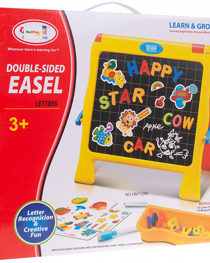 Magnetinė kreidelinė lenta, dvipusė, sausai valoma, su raidutėmis vaikams