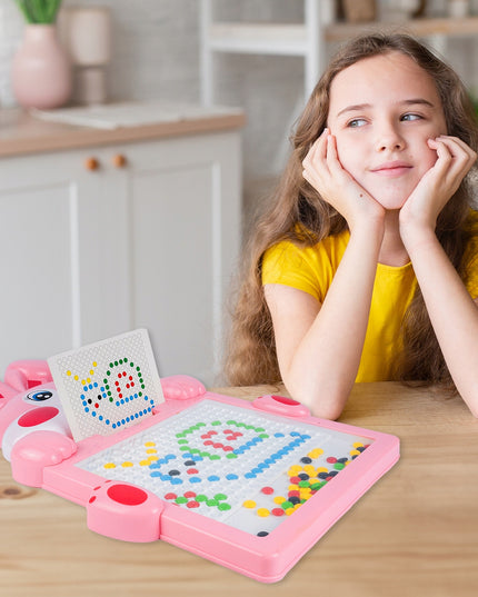 Magnetinė lenta su karoliukais - triušis, mozaikos trafaretų dėlionė