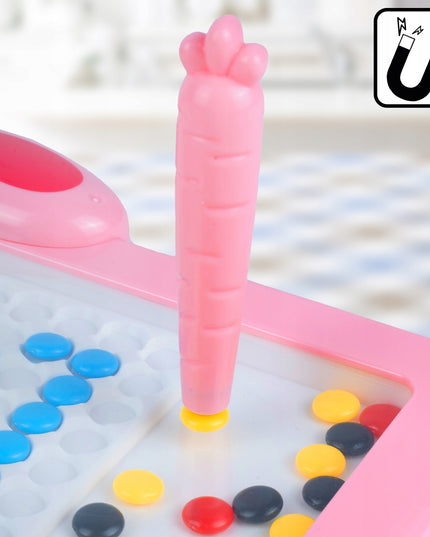 Magnetinė lenta su karoliukais - triušis, mozaikos trafaretų dėlionė