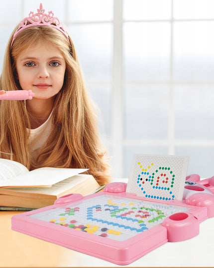 Magnetinė lenta su karoliukais - triušis, mozaikos trafaretų dėlionė