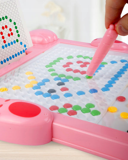 Magnetinė lenta su karoliukais - triušis, mozaikos trafaretų dėlionė