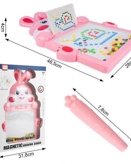 Magnetinė lenta su karoliukais - triušis, mozaikos trafaretų dėlionė