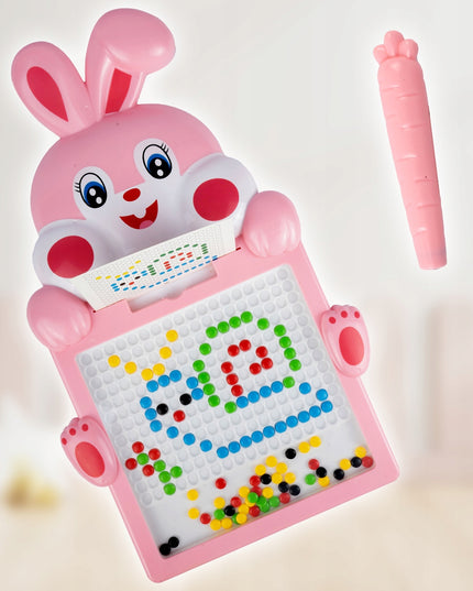 Magnetinė lenta su karoliukais - triušis, mozaikos trafaretų dėlionė