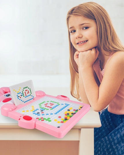 Magnetinė lenta su karoliukais - triušis, mozaikos trafaretų dėlionė