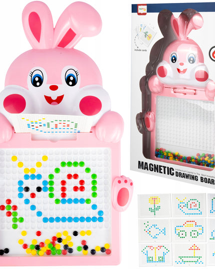 Magnetinė lenta su karoliukais - triušis, mozaikos trafaretų dėlionė