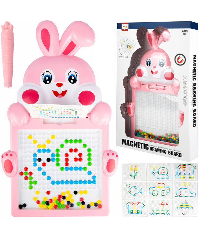 Magnetinė lenta su karoliukais - triušis, mozaikos trafaretų dėlionė