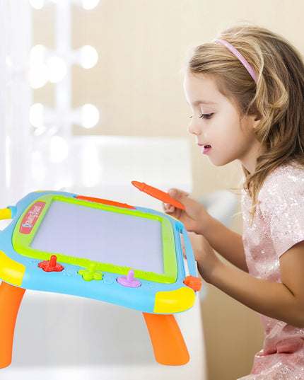 Piešimo lenta-stalas 2in1 vaikams su trintuku, grafinė planšetė su rašikliu