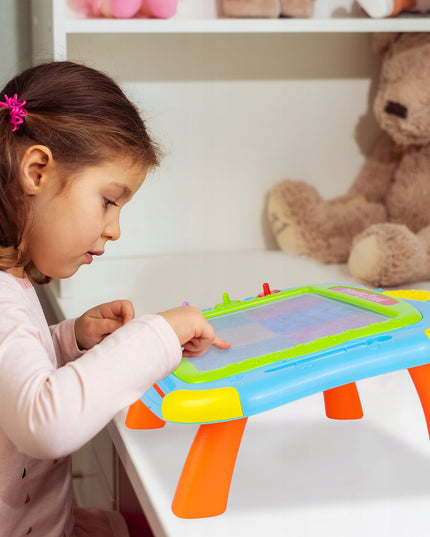 Piešimo lenta-stalas 2in1 vaikams su trintuku, grafinė planšetė su rašikliu