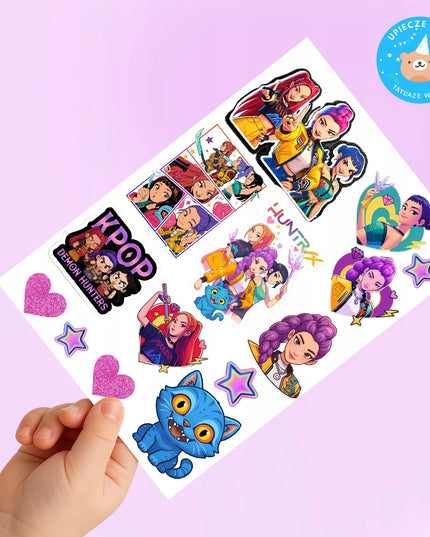 XXL nuplaunamos tatuiruotės vaikams „Huntrix“, „Demon Hunters“, K-pop motyvas