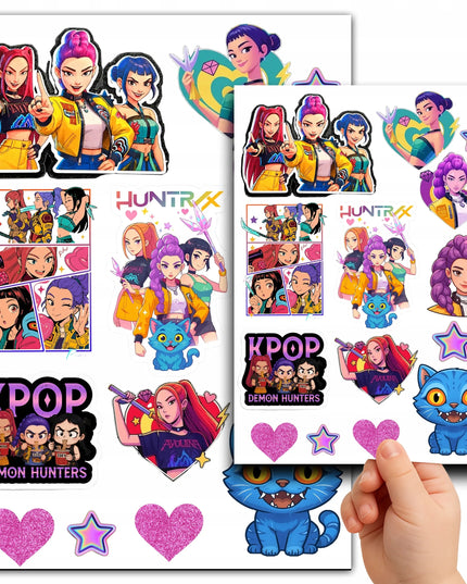XXL nuplaunamos tatuiruotės vaikams „Huntrix“, „Demon Hunters“, K-pop motyvas