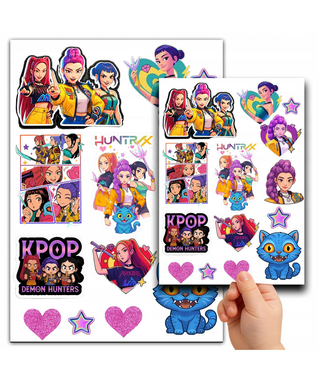 XXL nuplaunamos tatuiruotės vaikams „Huntrix“, „Demon Hunters“, K-pop motyvas
