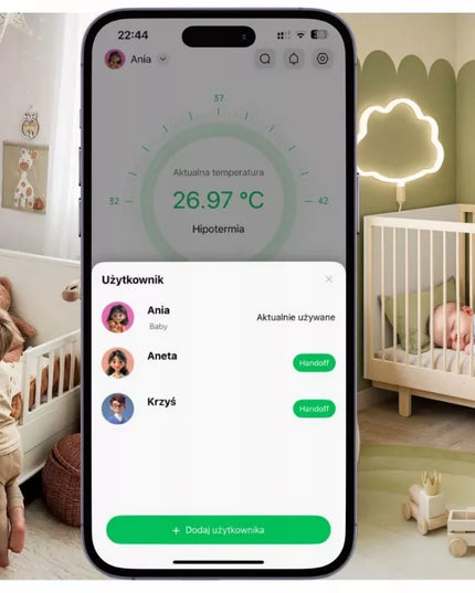 Bekontaktis medicininis infraraudonųjų spindulių termometras su karščiavimo aliarmu ir programėle SAVE