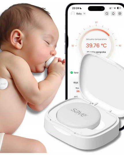 Bekontaktis medicininis infraraudonųjų spindulių termometras su karščiavimo aliarmu ir programėle SAVE