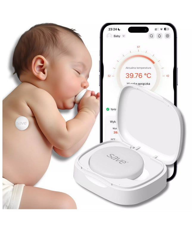 Bekontaktis medicininis infraraudonųjų spindulių termometras su karščiavimo aliarmu ir programėle SAVE