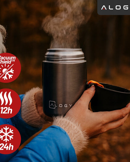 Plieninė pietų termosinė dėžutė, maisto termosas, išlaiko šaltį 24 valandas - PREMIUM