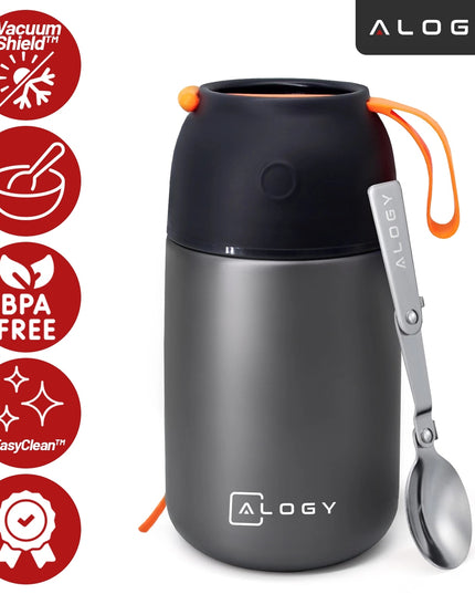 Plieninė pietų termosinė dėžutė, maisto termosas, išlaiko šaltį 24 valandas - PREMIUM