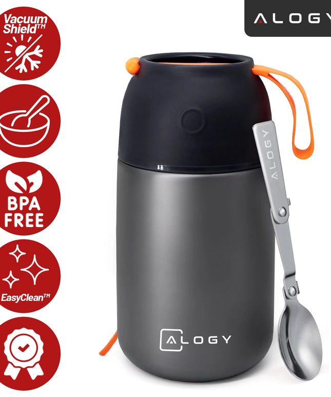 Plieninė pietų termosinė dėžutė, maisto termosas, išlaiko šaltį 24 valandas - PREMIUM