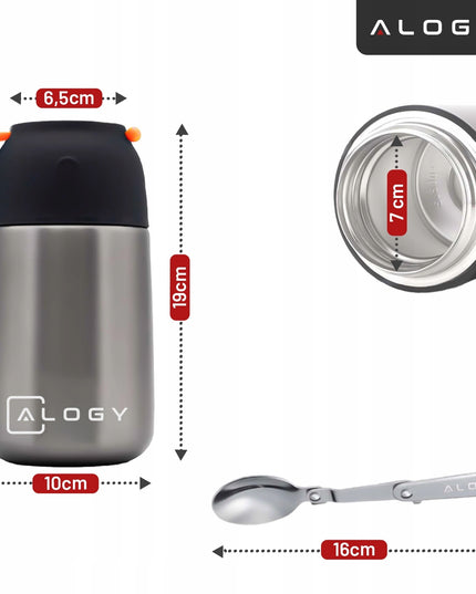 Plieninė pietų termosinė dėžutė, maisto termosas, išlaiko šaltį 24 valandas - PREMIUM