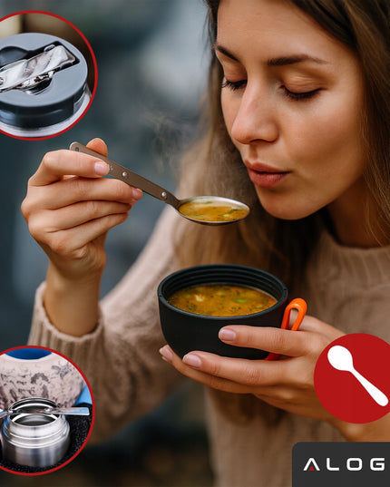 Plieninė pietų termosinė dėžutė, maisto termosas, išlaiko šaltį 24 valandas - PREMIUM