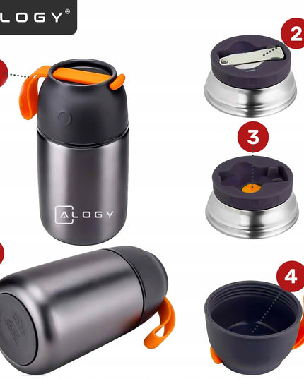 Plieninė pietų termosinė dėžutė, maisto termosas, išlaiko šaltį 24 valandas - PREMIUM