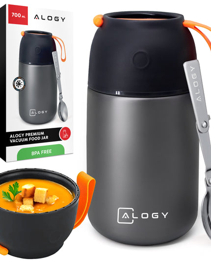 Plieninė pietų termosinė dėžutė, maisto termosas, išlaiko šaltį 24 valandas - PREMIUM