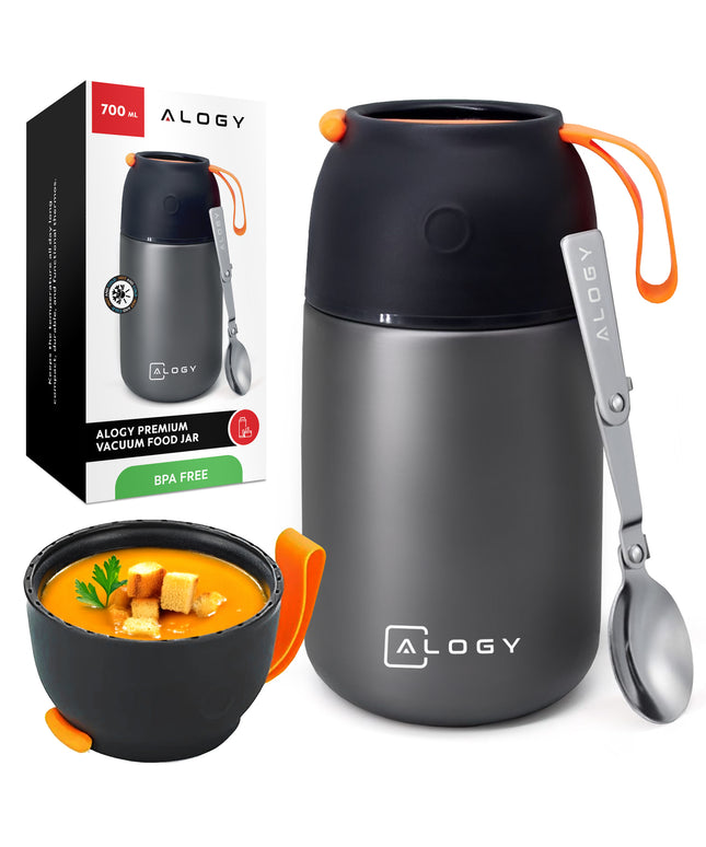 Plieninė pietų termosinė dėžutė, maisto termosas, išlaiko šaltį 24 valandas - PREMIUM